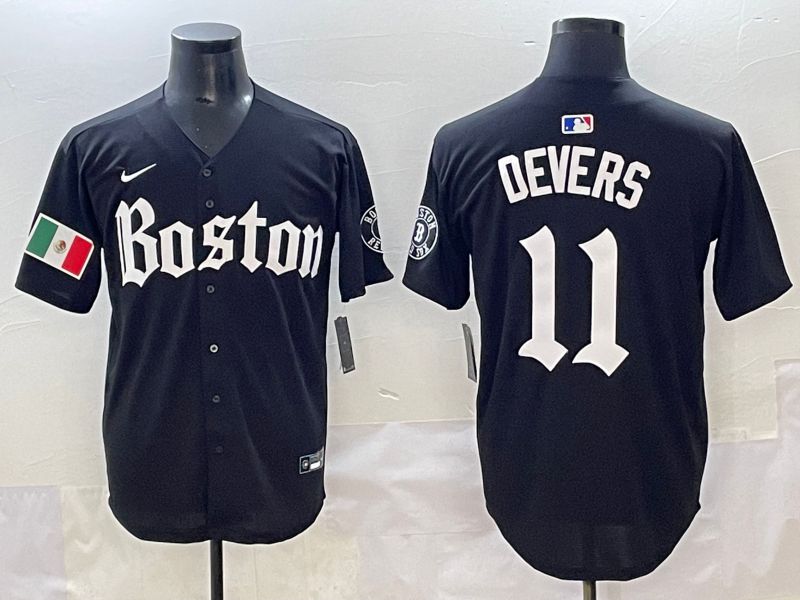 Men 2025 Boston Red Sox #11 Devers Black Five generations Joint Name Nike MLB Jersey style 23->boston red sox->MLB Jersey